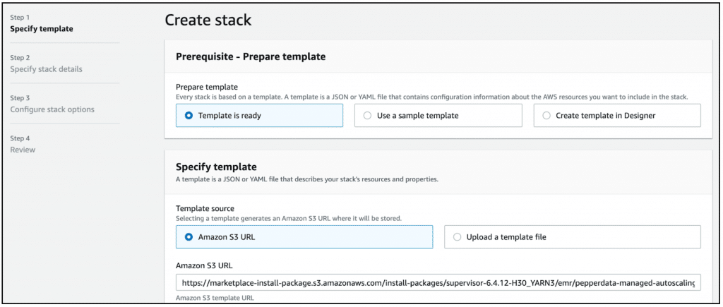 emr create stack template