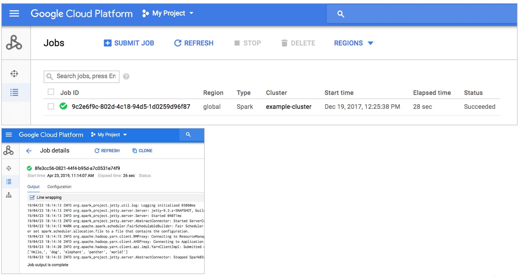 GCP Jobs API Screen