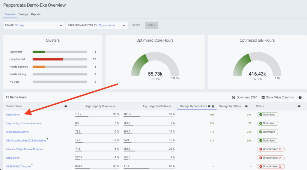 cluster performance metrics dashboard self service install